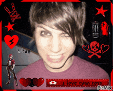a picture of a boy with the words i love cyan coss in the corner