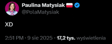 a screenshot of a tweet by paulina matysiak