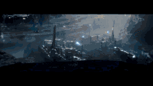 a dark room with a blue light coming out of the corner
