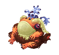 a cartoon frog with a bug on its back