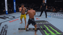 two fighters are fighting in a ring with bud light advertisements on the walls