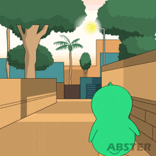 a cartoon of a green penguin with the word abster on the bottom right