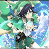 a character from a video game called genshin is holding a star in his hand