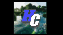 a blurry picture of a river with the letter hc on it