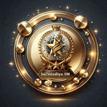 a gold circle with the words sozvezdiye sm on it