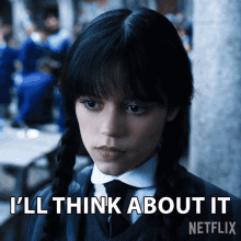 Ill Think About It Wednesday Addams GIF - Ill Think About It Wednesday Addams Jenna Ortega GIFs