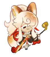 a cartoon character with long hair and a sword