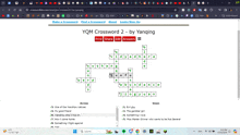 a computer screen shows a crossword puzzle called yqfm crossword 2 by yanging