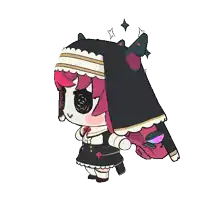 a cartoon drawing of a girl with pink hair and a star on her head