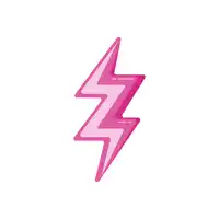 a pink lightning bolt surrounded by pink circles on a white background