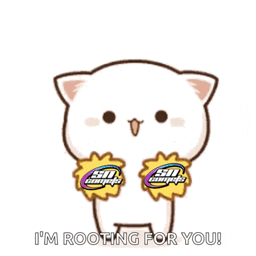 a cartoon cat with the words i 'm rooting for you written below it