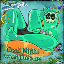 a picture of a cartoon character with the words good night sweet dreams on it