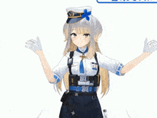 a girl in a police uniform has a badge that says police on it
