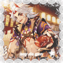 a picture of a man with horns and the words soy de gen written on the bottom