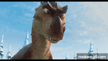 a close up of a dinosaur with a make a gif.com watermark