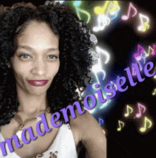 a picture of a woman with the words mademoiselle written on it