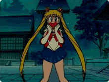 a cartoon of sailor moon eating a candy