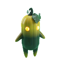 a green and yellow vegetable with a leaf on top