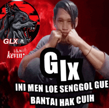 a poster of a man named gix with a wolf behind him