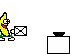 a pixel art drawing of a banana holding a triangle .