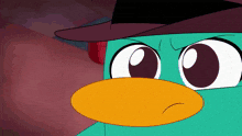 perry the platypus is wearing a hat and looking at the camera