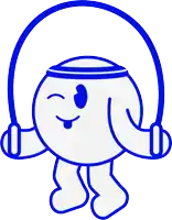 a cartoon character is jumping a jump rope with his eyes closed