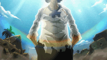 a man in a white shirt has a piece of paper on his chest that says " reward "