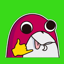 a cartoon drawing of a bird making a call me sign
