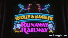 mickey and minnies runaway railway neon sign