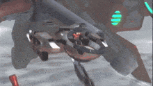 a computer generated image of a robot with a green light on it