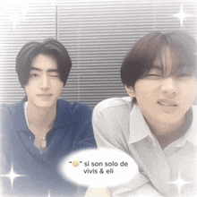 a picture of two young men with a caption that says si son solo de vivis & eli