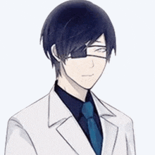 a man in a suit and tie with a bandage on his eye .