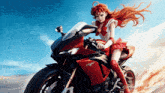 a girl in a sailor suit is riding a motorcycle