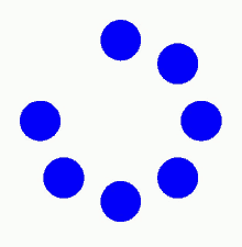 there are eight blue circles in a circle on a white background .