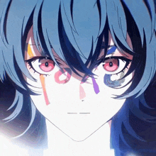 a close up of a person 's face with a tear coming out of their eye