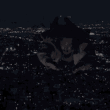 a man in a suit is flying through the air at night