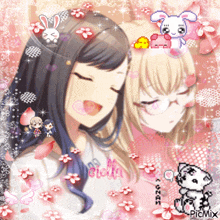 a picture of two anime girls with the name stella written on their shirt