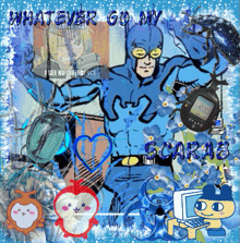 a picture of a man in a blue suit with the words whatever go my scarab on it