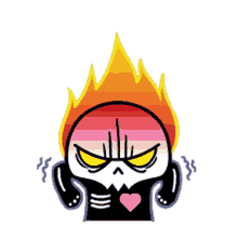 mad angry flaming in fire hot head