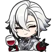 a cartoon character is holding a glass of red wine in his hand .