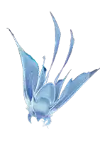 a blue butterfly with long wings is flying in the air on a white background