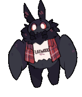 a drawing of a bat with a plaid shirt that says flatwood