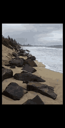 ocean beach rocks stockton water