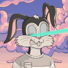 a cartoon of a bunny rabbit with a striped shirt on