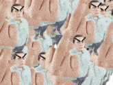 a bunch of hands with angry faces on them including one with a check mark on his forehead