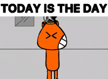 a cartoon character holding a frying pan with the words today is the day written above him