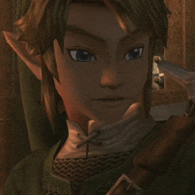 a close up of a video game character 's face