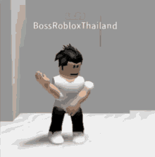 a roblox character is dancing in a room with the name boss roblox thailand written on the bottom