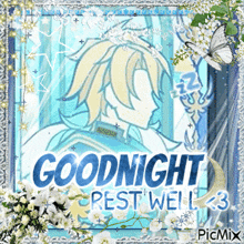 a picture of a man with the words " goodnight rest well " on it