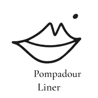 a logo for pompadour liner with a drawing of a lip and a pencil